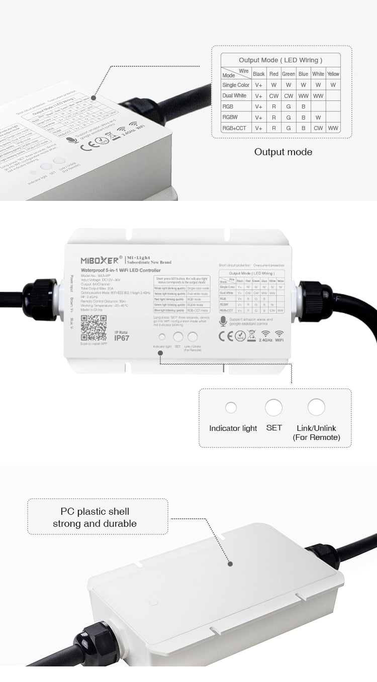 Mi-Light 4-zone controller | RGB+CCT zij-aanzicht