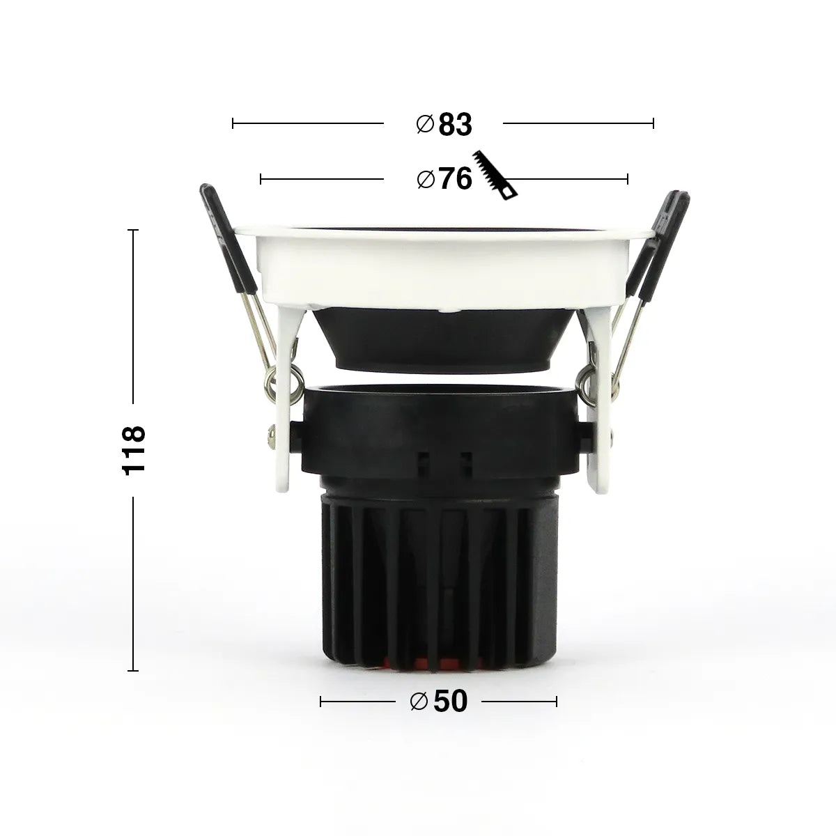 Spot encastrable LED 5W 3000K blanc chaud ⌀83mm inclinable Or avec bord blanc