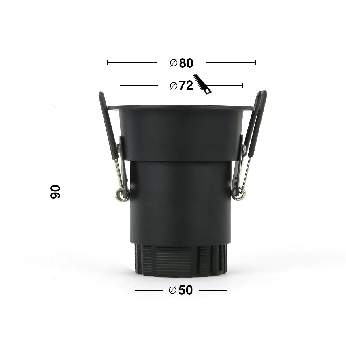 Spot encastrable LED noir 5W 3000K blanc chaud ⌀80mm Anti éblouissant