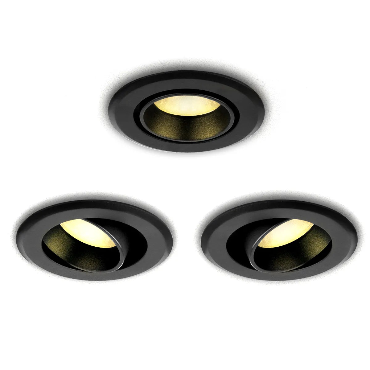 Spot encastrable LED noir 5W 3000K blanc chaud ⌀70mm inclinable