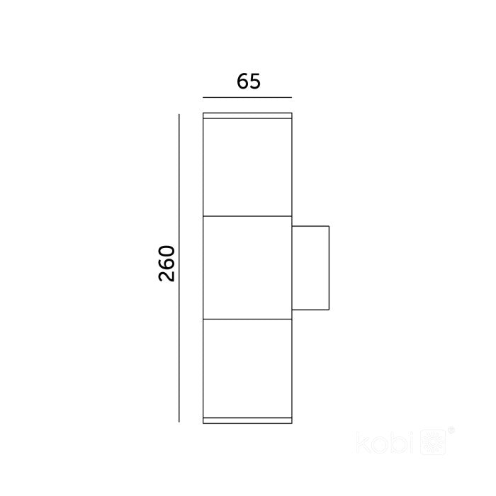 Applique murale LED bidirectionnelle 65x260mm ronde GU10 IP54