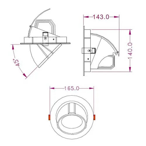 Spot encastrable LED Banana 30W ⌀165mm 45° Inclinable 360° Rotatif