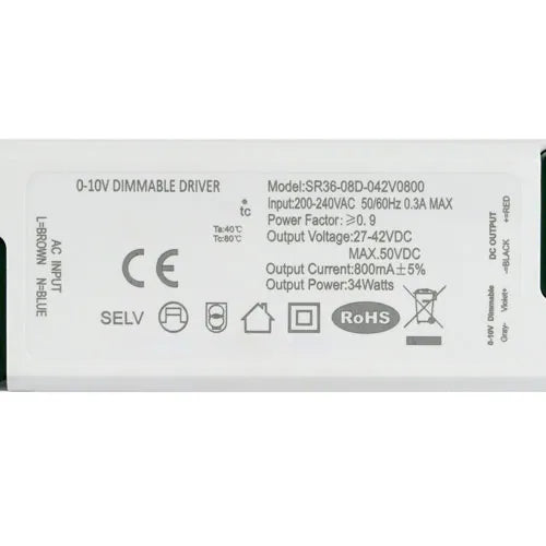 Driver LED dimmable 0-10V 34W 800mA / 38W 900mA / 44W 1060mA