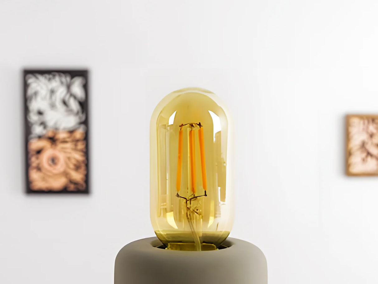 Lampe LED E27 filament T45 tube 4W 2200K ambre dimmable