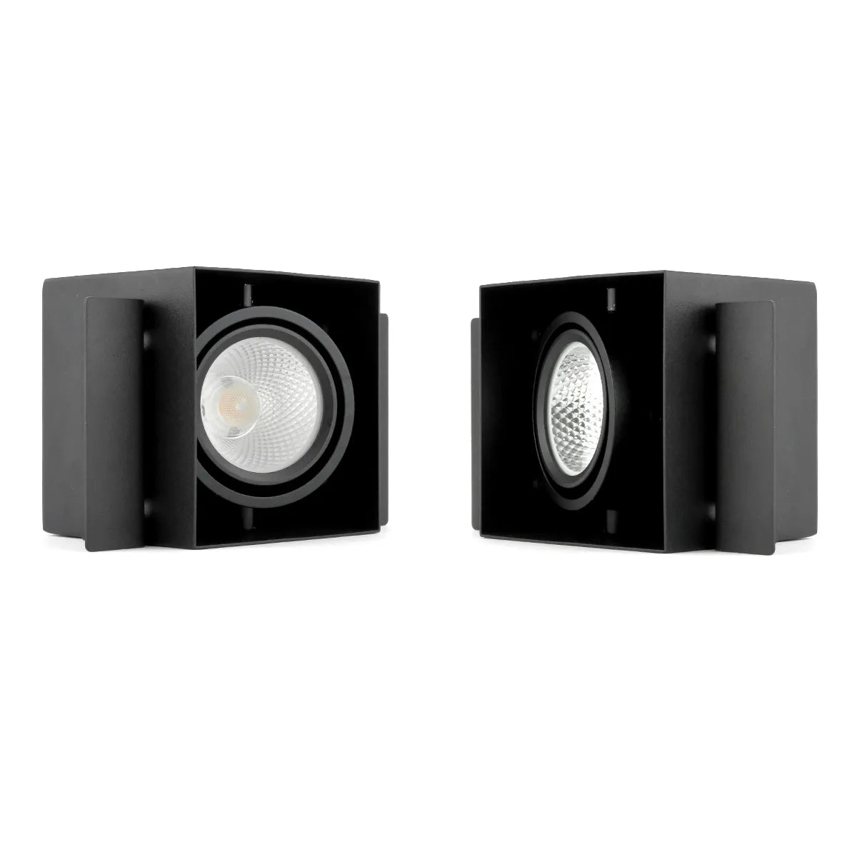 Spot encastrable LED noir 6W Trimless 3000K blanc chaud carré 89x89mm inclinable orientable