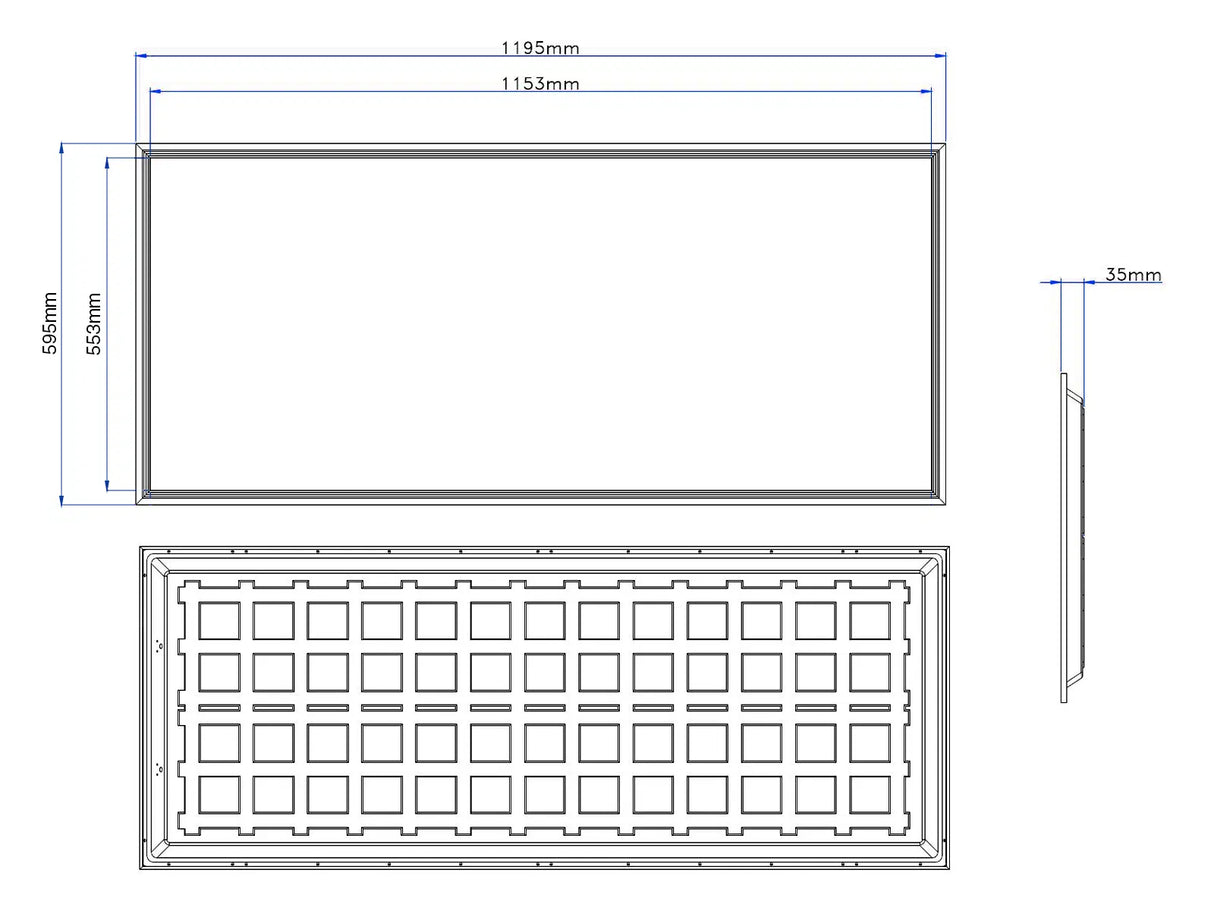 Panneau LED 60x120cm réglable 36W ou 50W 200 lm/W