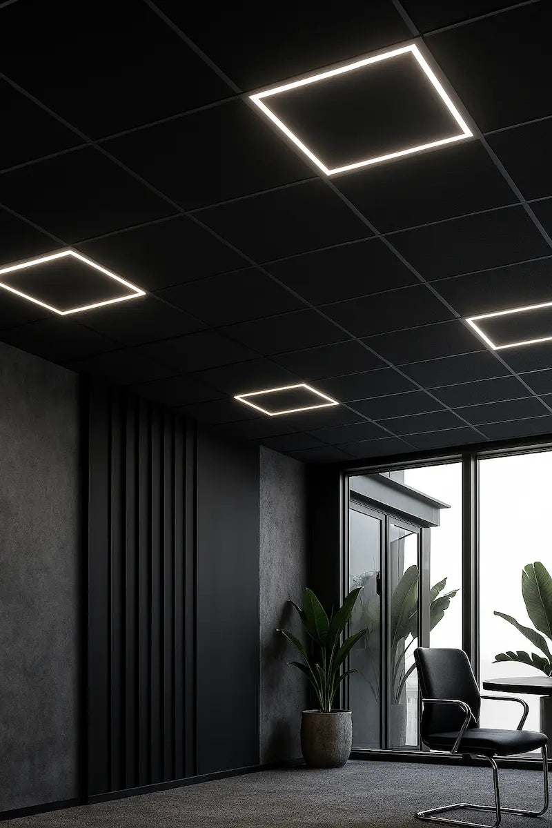 Panneau LED noir Hollow 60x60cm 36W Température de couleur réglable (CCT)