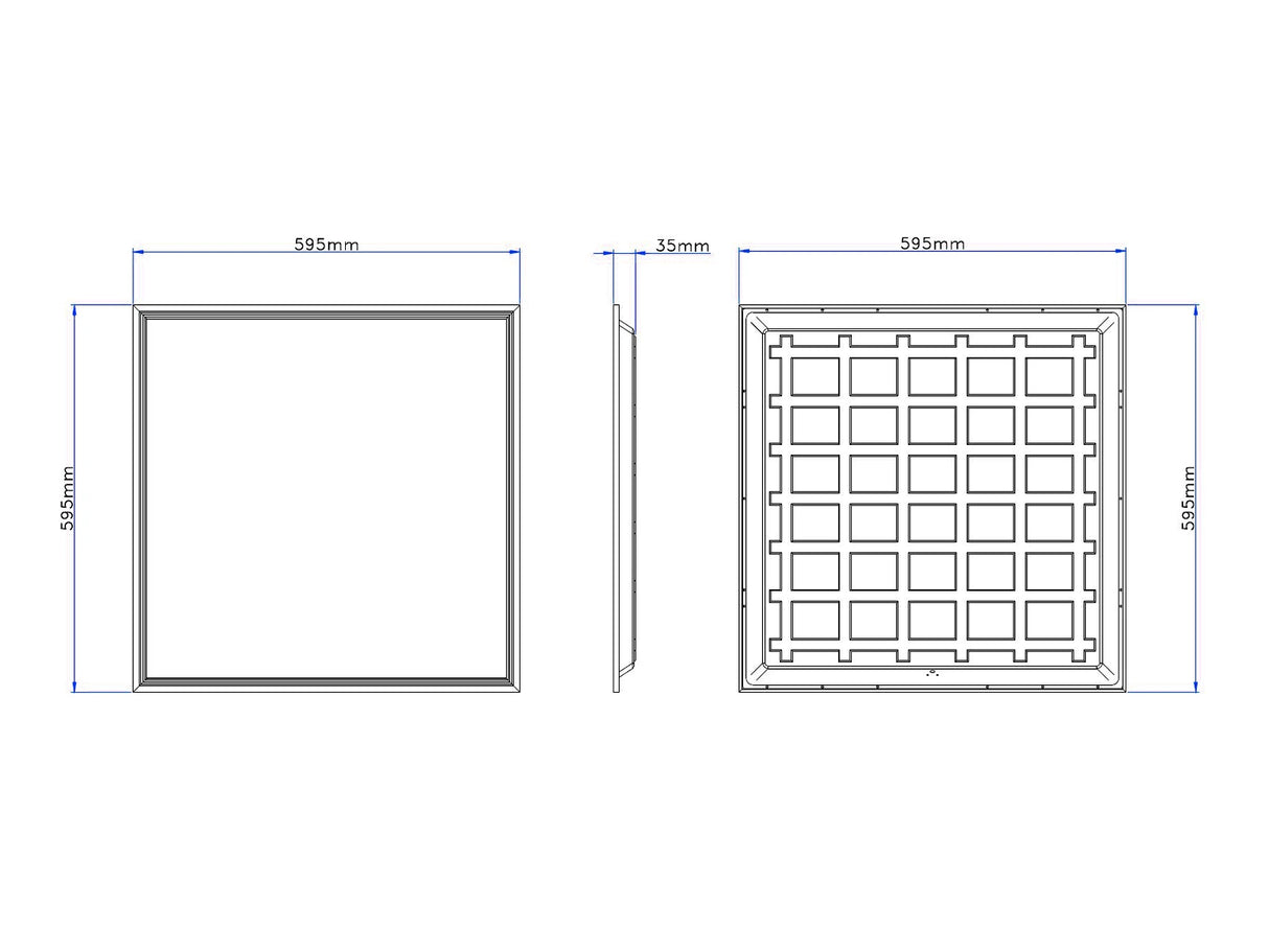 Panneau LED 60x60 cm - Noir - 36W - 140lm/W - Backlit - Sans Scintillement