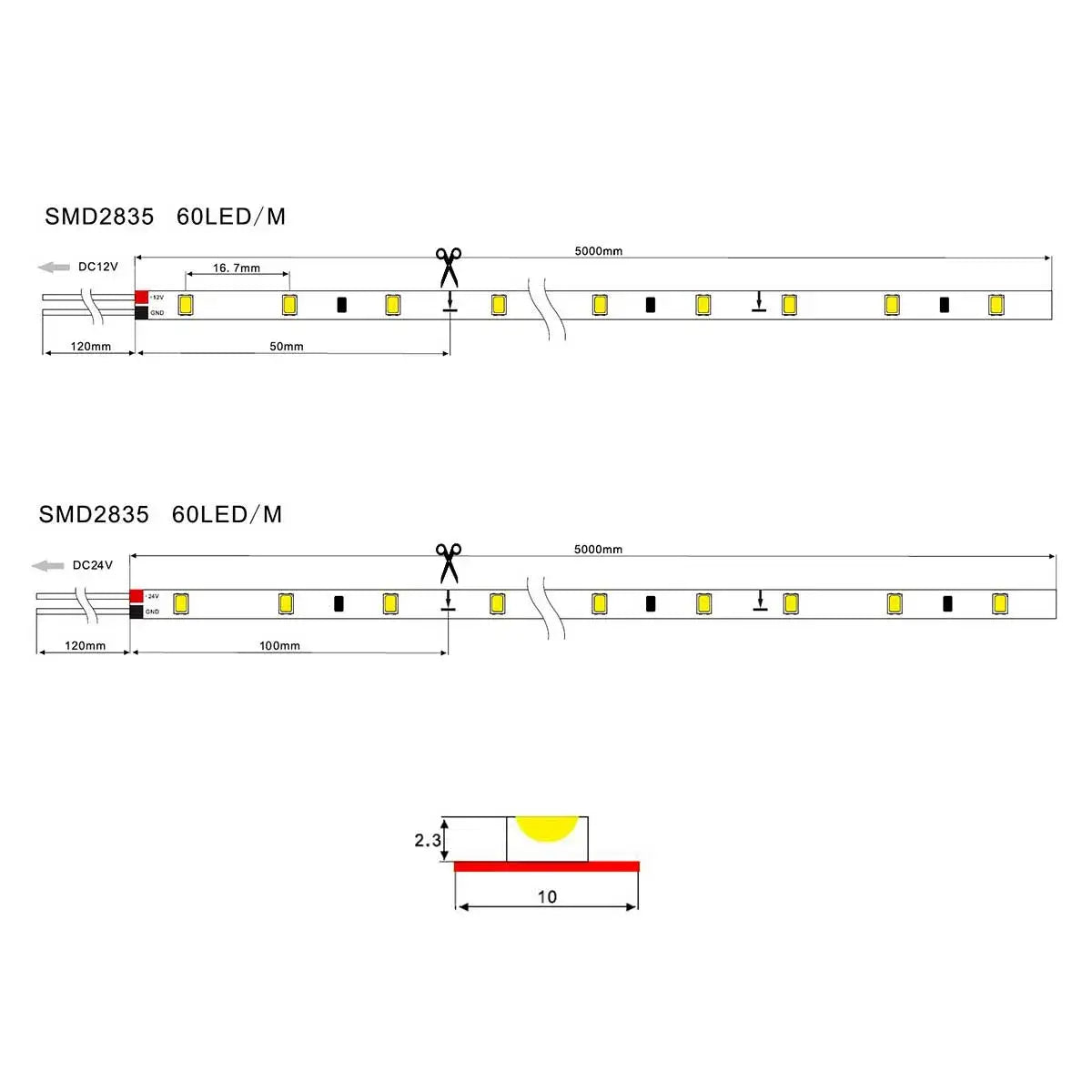 Ruban LED SMD2835 60 LED/m | Kit Plug & Play