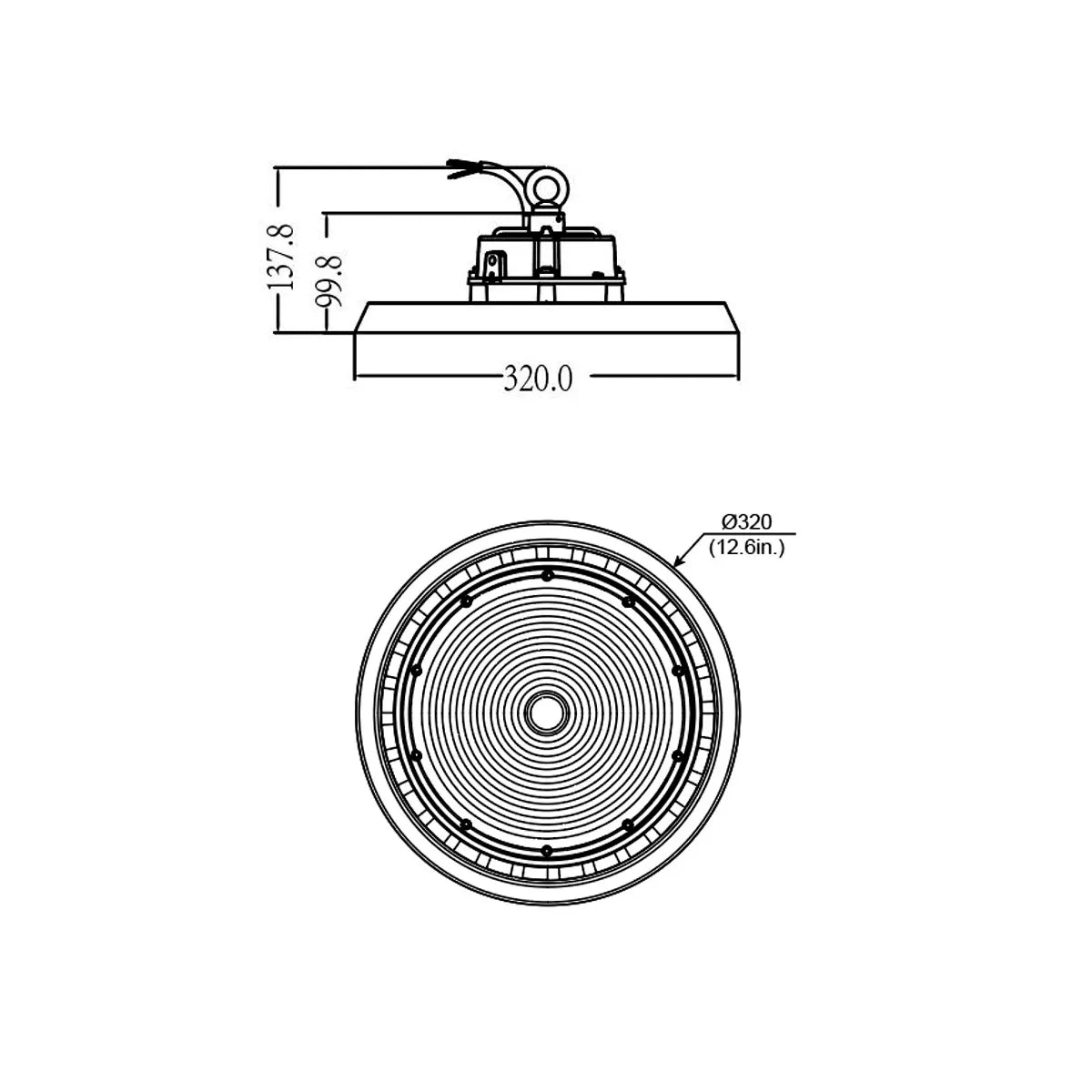 LED UFO Highbay 150W 150lm/W Sosen Driver Intensité Variable