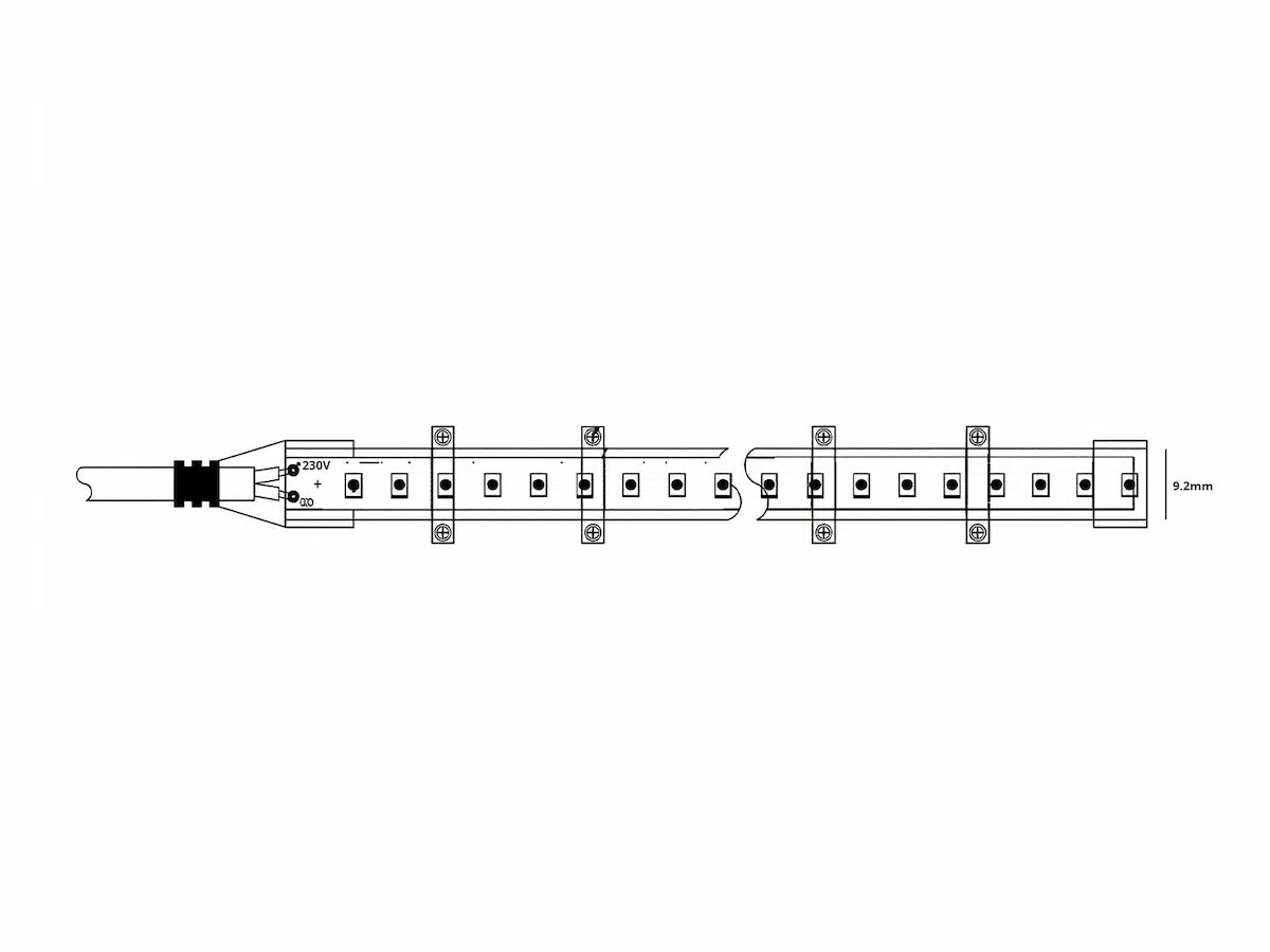 Ruban LED COB 230V 10W/m 100 lm/W IP65 50 mètres