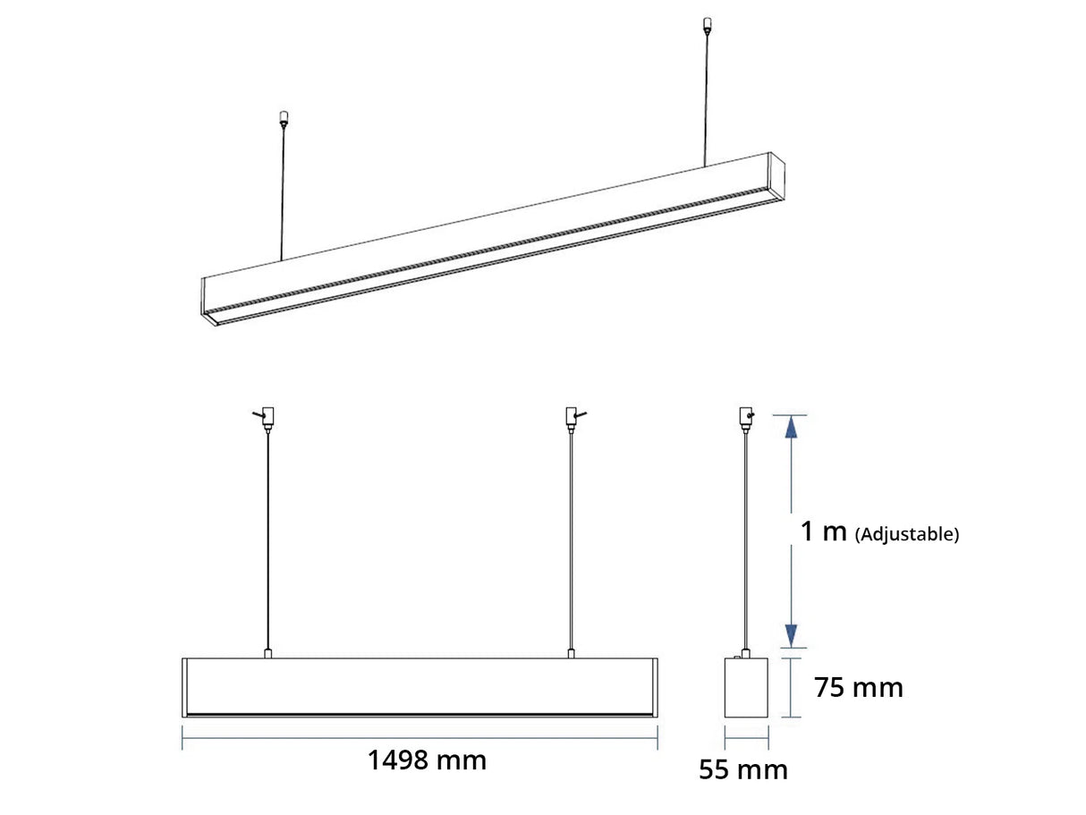 Barre lumineuse LED suspendue blanche 150 cm 48 W connectable