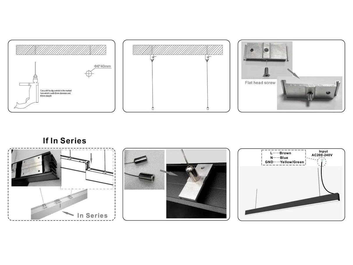 Barre lumineuse LED suspendue blanche 150 cm 48 W connectable