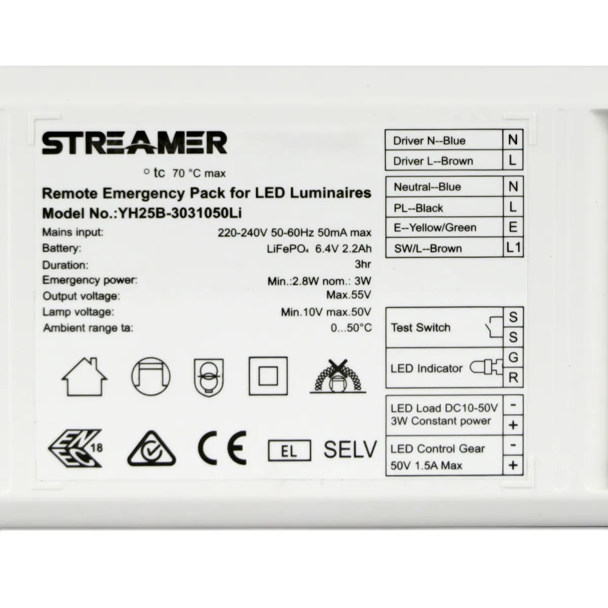 Batterie de secours pour drivers LED externes jusqu'à 180 minutes