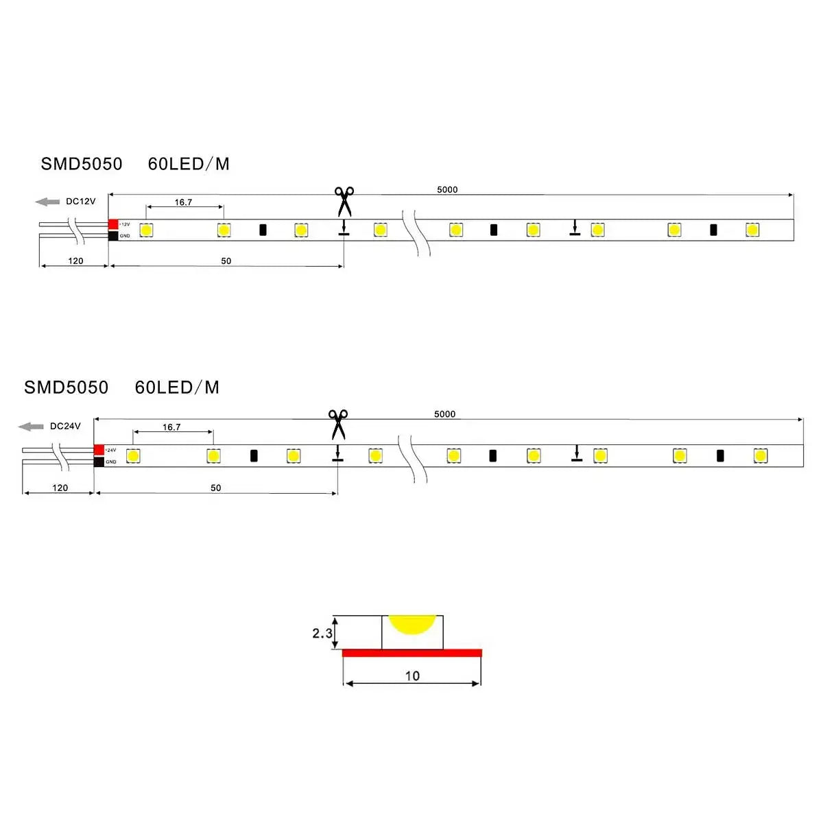 Bande LED 5 mètres SMD5050 Pro-X 60LEDS/m