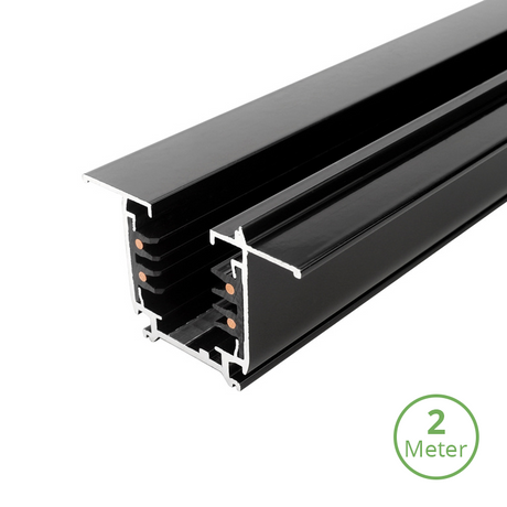 Inbouw 3-fase LED rail zwart 200 cm