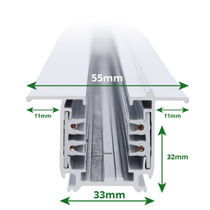 Inbouw 3-fase LED rail zwart 100 cm met afmetingen