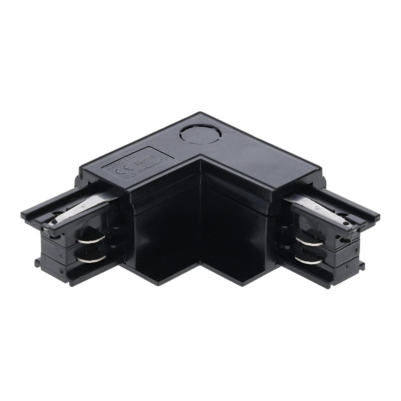 Inbouw 3-fase rail hoek connector zwart binnenhoek