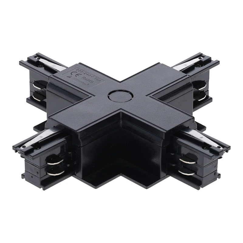 Inbouw 3-fase rail kruis-splitsing connector zwart