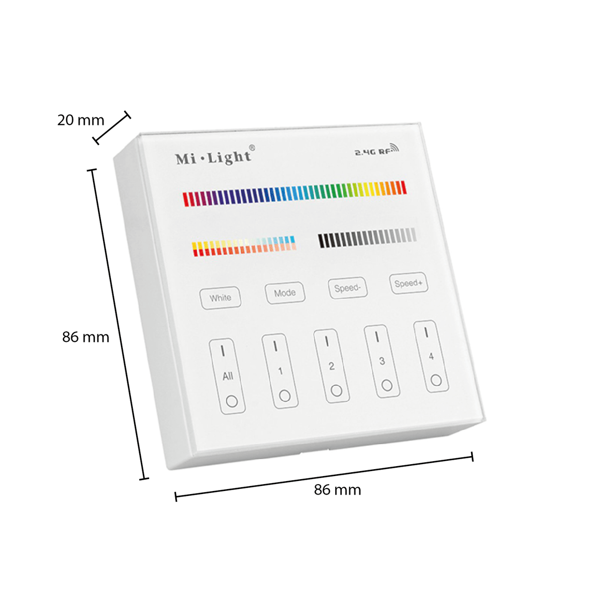 Commande murale Mi-Light 4 groupes | RGB+CCT