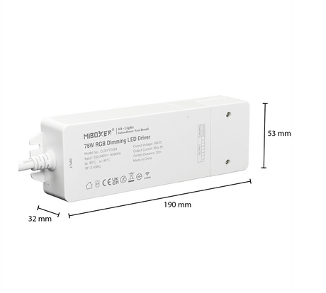 Mi-Light smart driver 24V 75W RGB zij-aanzicht
