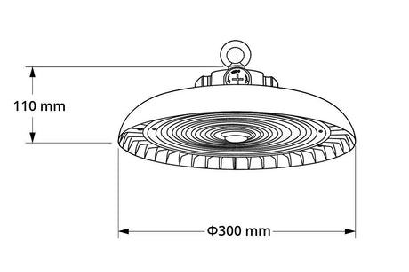LED UFO Highbay 150W 150lm/W Philips LED Driver IP65 Dimbaar, productfoto 5