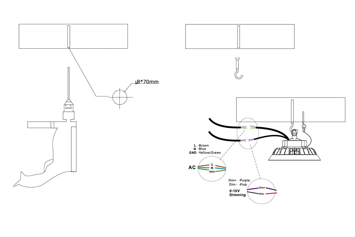 LED UFO Highbay 100W 210lm/W Driver LED Philips IP65 Dimmable