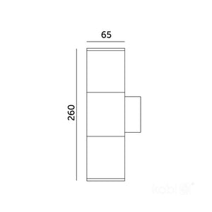 Applique murale LED bidirectionnelle 65x260mm ronde GU10 IP54