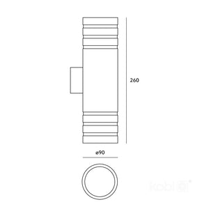 Applique murale LED bidirectionnelle 90x260mm ronde GU10 IP54