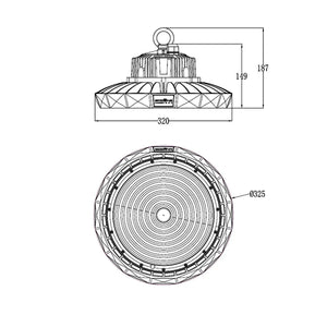 LED UFO Highbay 150W Primaire Xtreme 190lm/W Sans scintillement