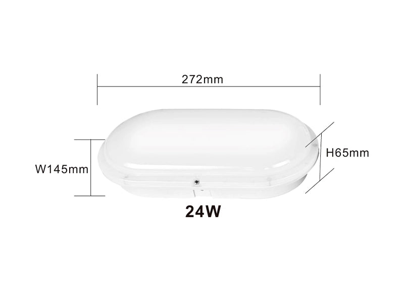 LED Bulkhead 272x145mm Ovale 24W | IP66