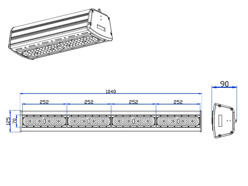 LED Highbay linear 1040mm 200W 150lm/W Sosen Driver Dimbaar IP65