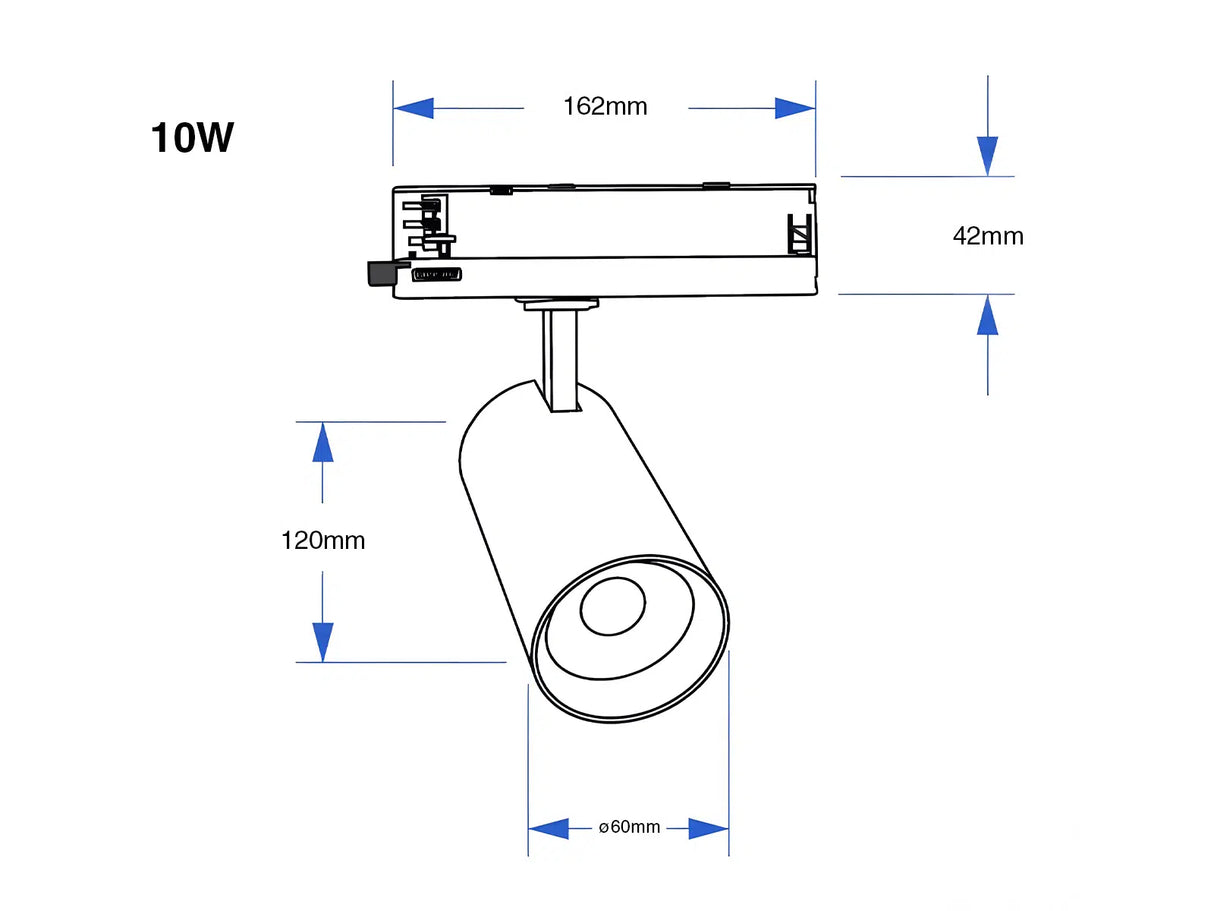 Integrated LED Railspot 3 fase 10W CRI>90 met Philips-driver