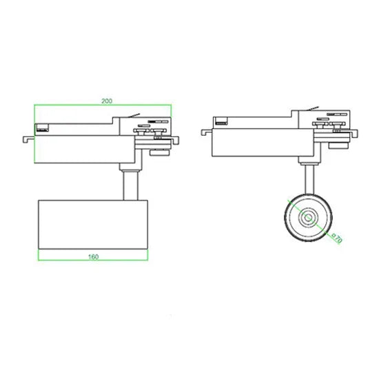 COB LED Railspot 3 phase 20W with Philips driver CRI>90