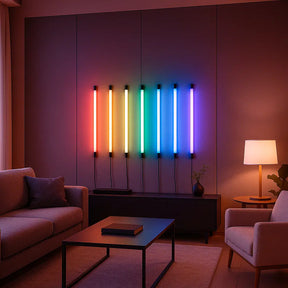 MoodWave WiFi LED TL Buis RGB, in een woonkamer en sfeerbeeld (foto 1)
