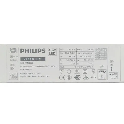 Philips Xitanium LED Driver 44W Dali dimmable flicker-free Alternating output current: 700mA/800mA/900mA/1050mA